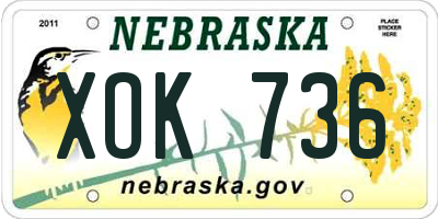 NE license plate XOK736