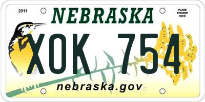 NE license plate XOK754