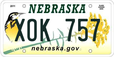 NE license plate XOK757