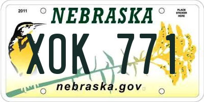 NE license plate XOK771