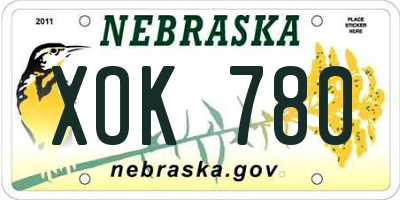 NE license plate XOK780