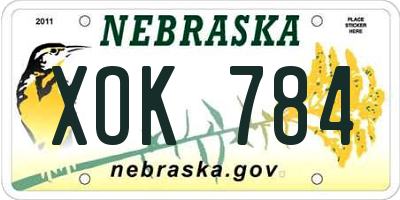 NE license plate XOK784