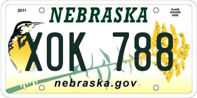 NE license plate XOK788