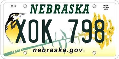 NE license plate XOK798