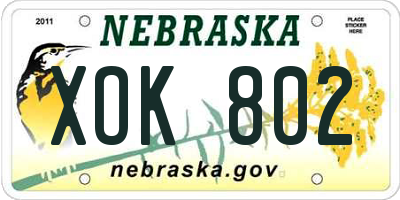 NE license plate XOK802