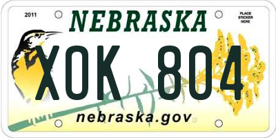 NE license plate XOK804