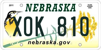 NE license plate XOK810