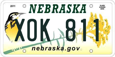NE license plate XOK811