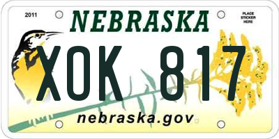 NE license plate XOK817