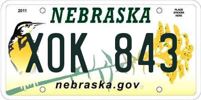 NE license plate XOK843