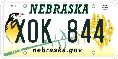 NE license plate XOK844