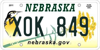 NE license plate XOK849