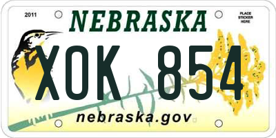 NE license plate XOK854