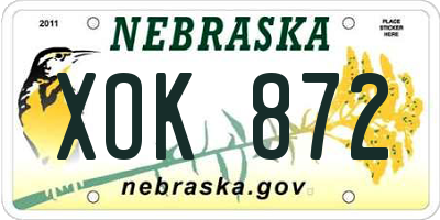 NE license plate XOK872
