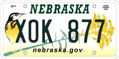 NE license plate XOK877