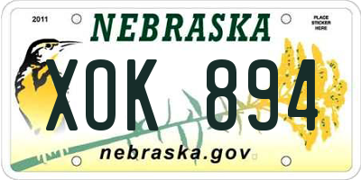 NE license plate XOK894