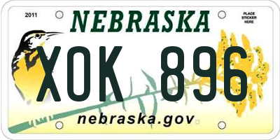 NE license plate XOK896