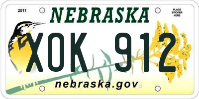 NE license plate XOK912