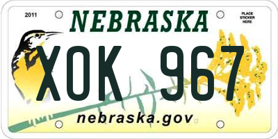 NE license plate XOK967