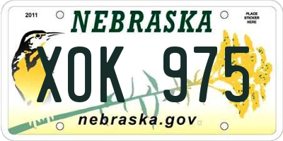 NE license plate XOK975