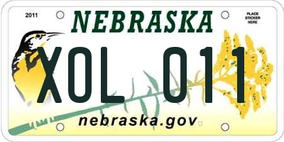 NE license plate XOL011