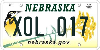 NE license plate XOL017