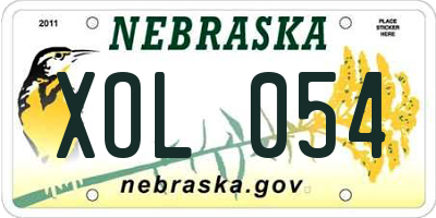 NE license plate XOL054