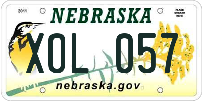 NE license plate XOL057
