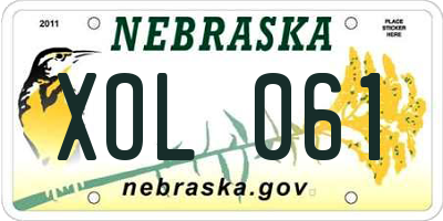 NE license plate XOL061