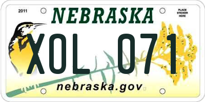 NE license plate XOL071