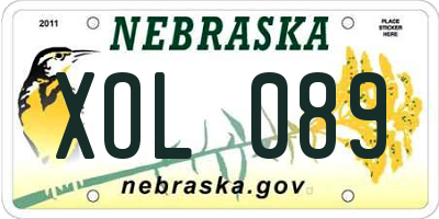 NE license plate XOL089