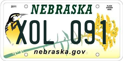 NE license plate XOL091
