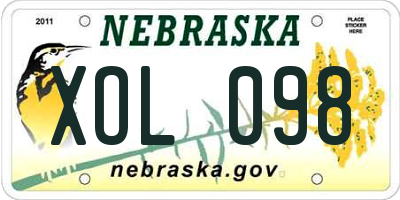 NE license plate XOL098