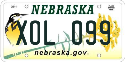 NE license plate XOL099