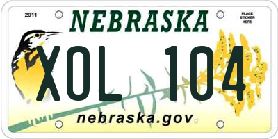 NE license plate XOL104
