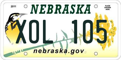 NE license plate XOL105