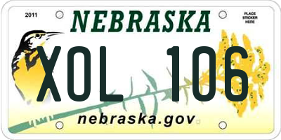 NE license plate XOL106