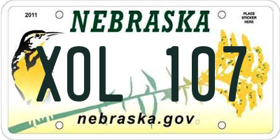 NE license plate XOL107