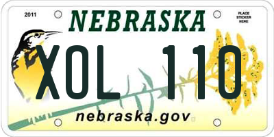 NE license plate XOL110