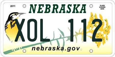 NE license plate XOL112
