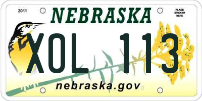 NE license plate XOL113