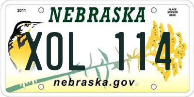 NE license plate XOL114