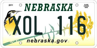 NE license plate XOL116