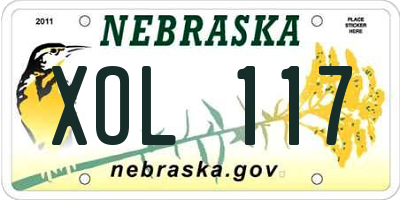 NE license plate XOL117