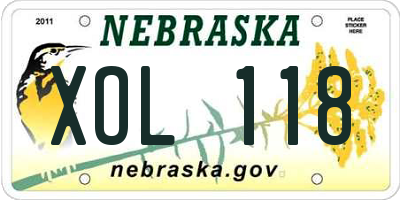 NE license plate XOL118
