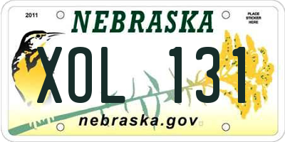 NE license plate XOL131