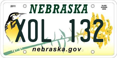 NE license plate XOL132