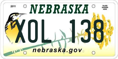 NE license plate XOL138