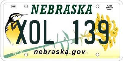 NE license plate XOL139