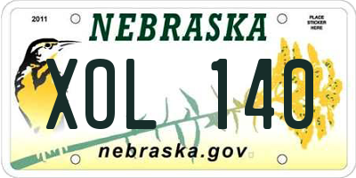 NE license plate XOL140